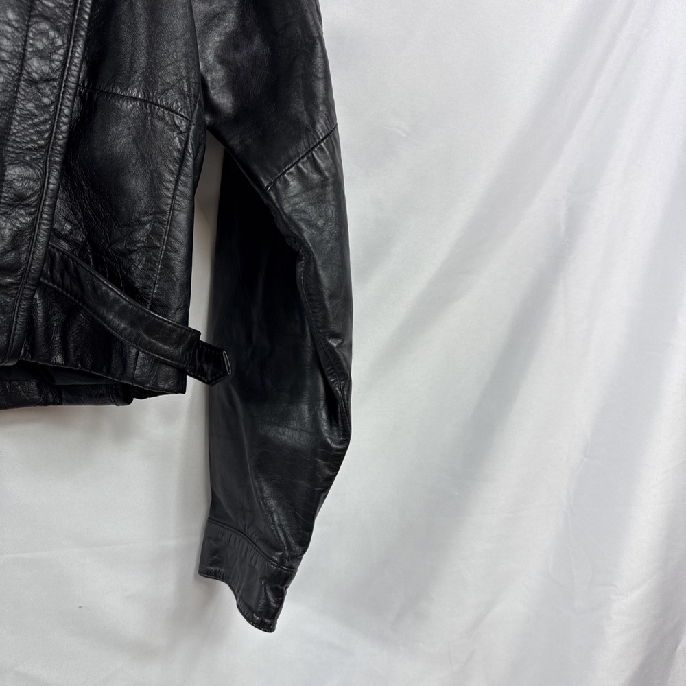 Vintage Bikercore Wilson's Black Leather Jacket Adjustable waist Pit -Pit = 18" - Picture 8 of 12